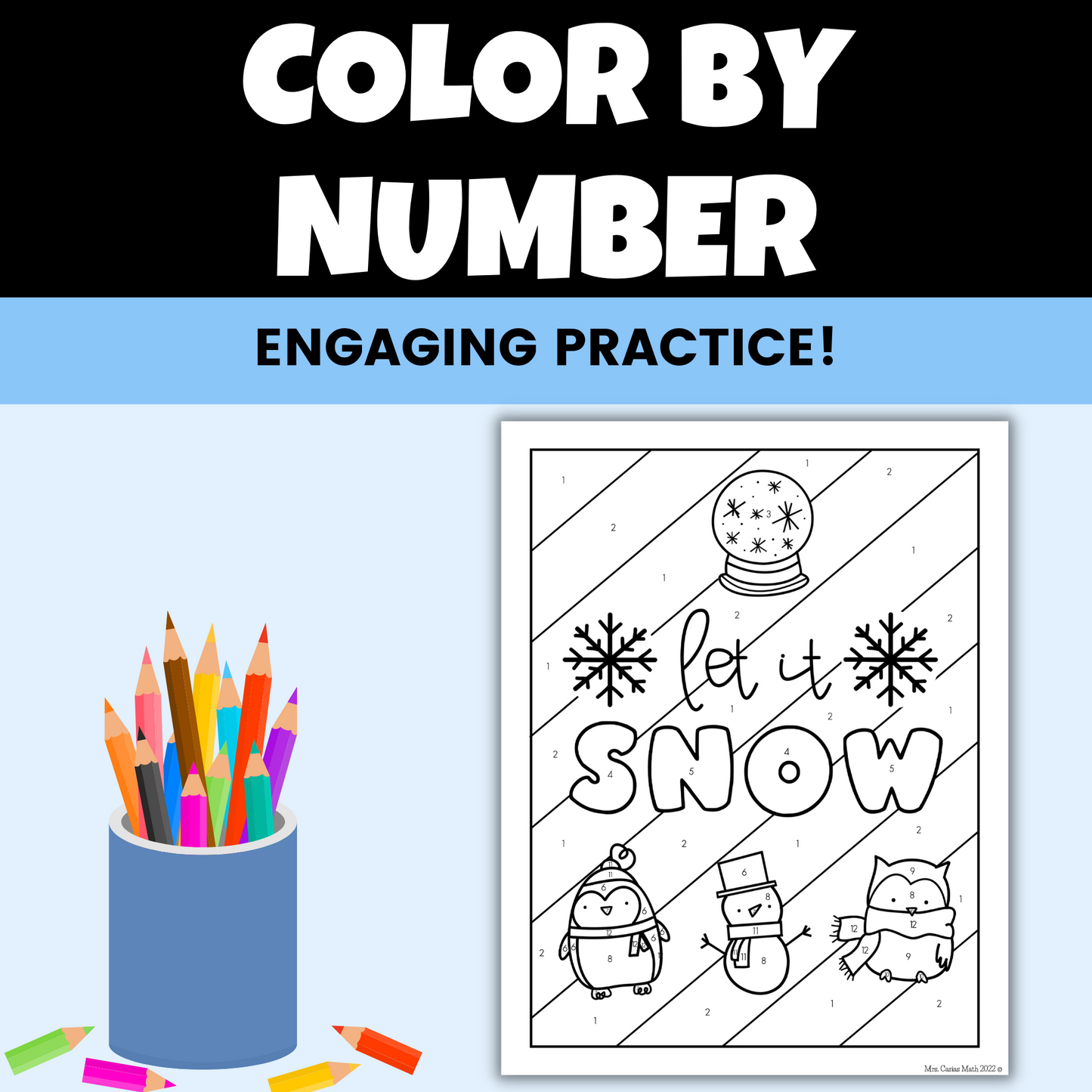 Algebra 1 Winter Activity Parallel and Perpendicular Lines Coloring Worksheet