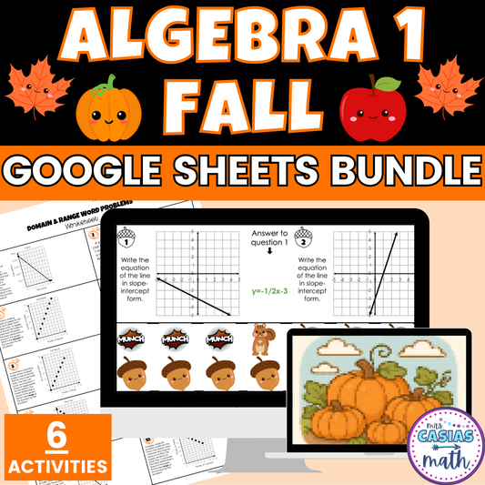 Fall Math Activities Algebra 1 Google Sheets and Worksheets BUNDLE
