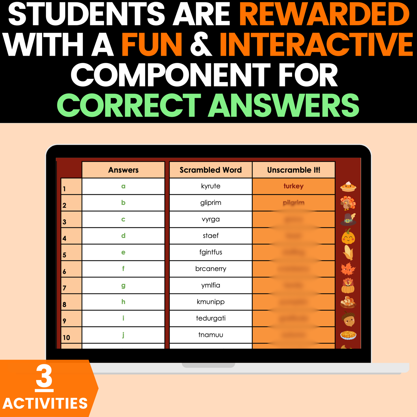 Thanksgiving Math Activities 8th Grade Google Sheets and Worksheets BUNDLE