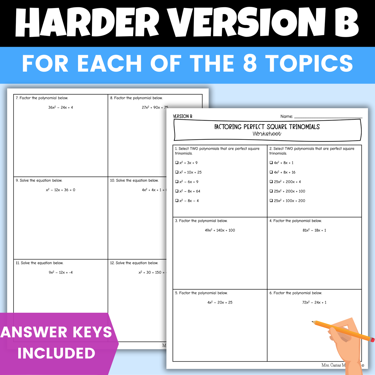 Factoring Polynomials Algebra 1 Differentiated Worksheets BUNDLE