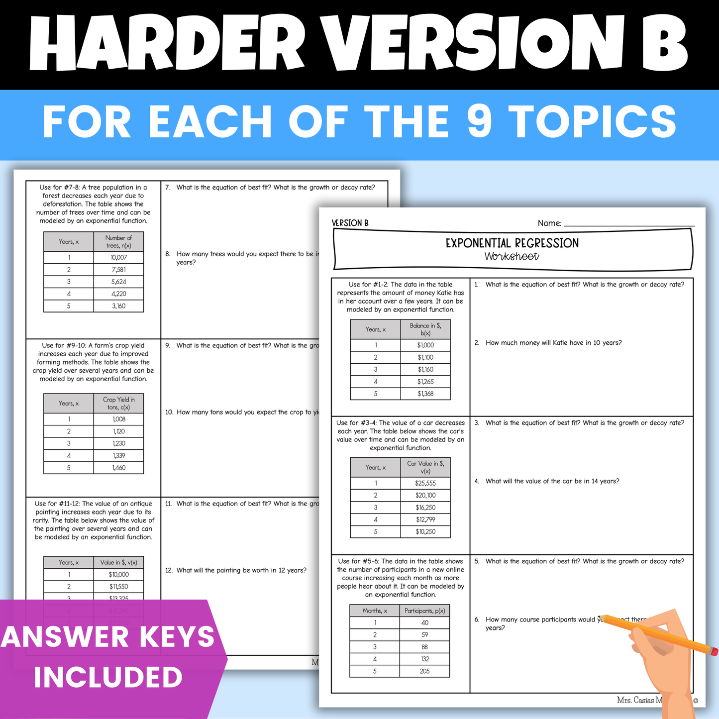 Exponential Functions Algebra 1 Differentiated Worksheets BUNDLE