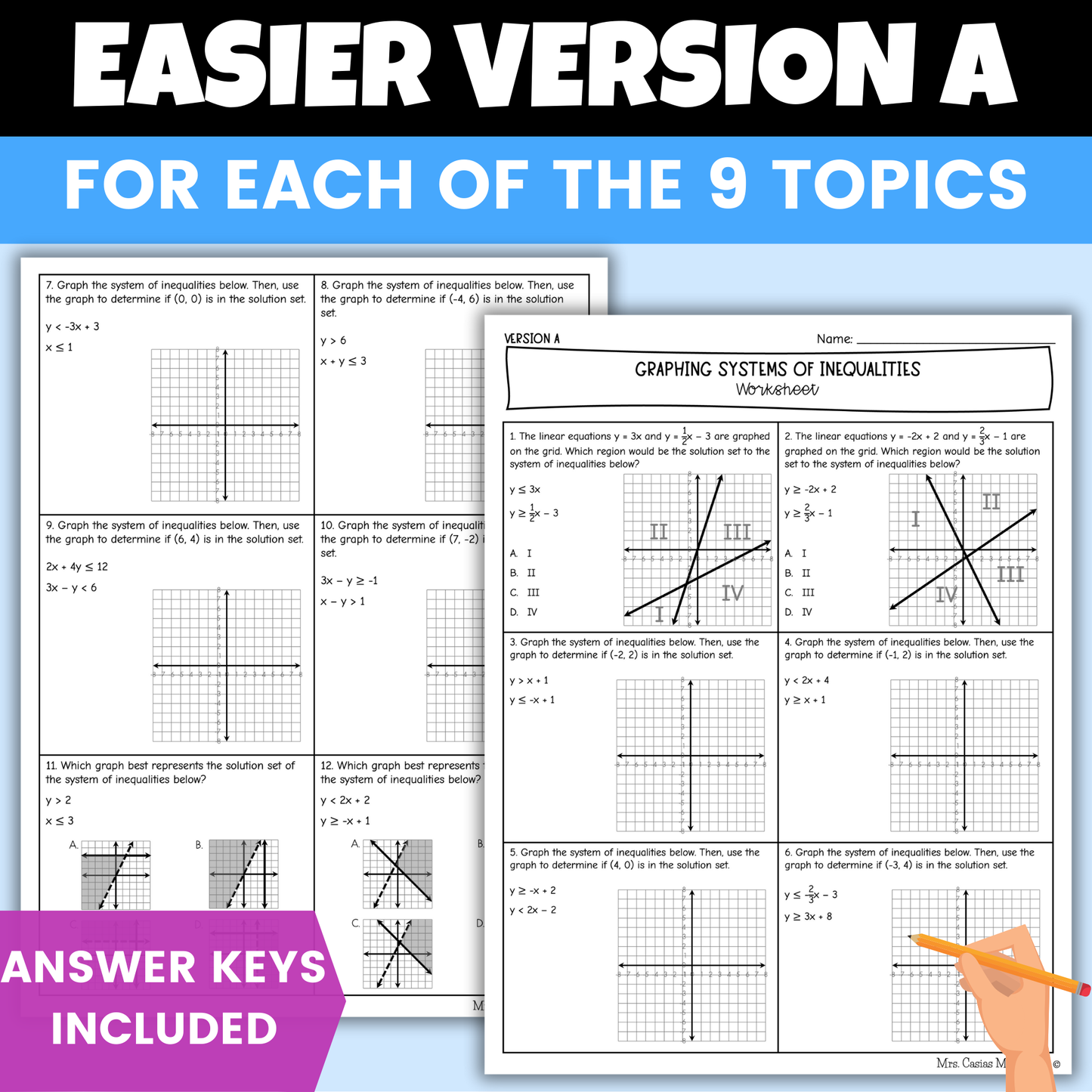 Systems of Equations and Inequalities Algebra 1 Differentiated Worksheets BUNDLE