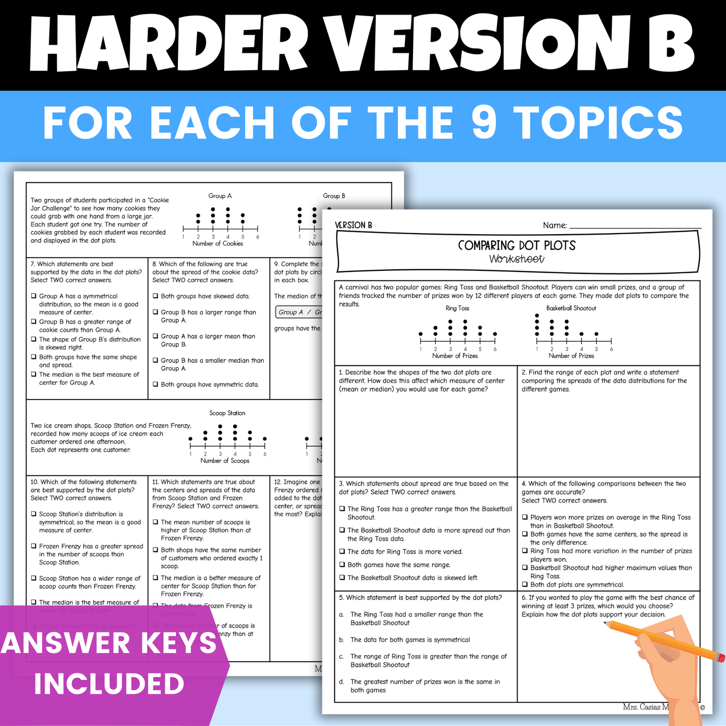 Data and Statistics Differentiated Worksheets BUNDLE 7th Grade Math