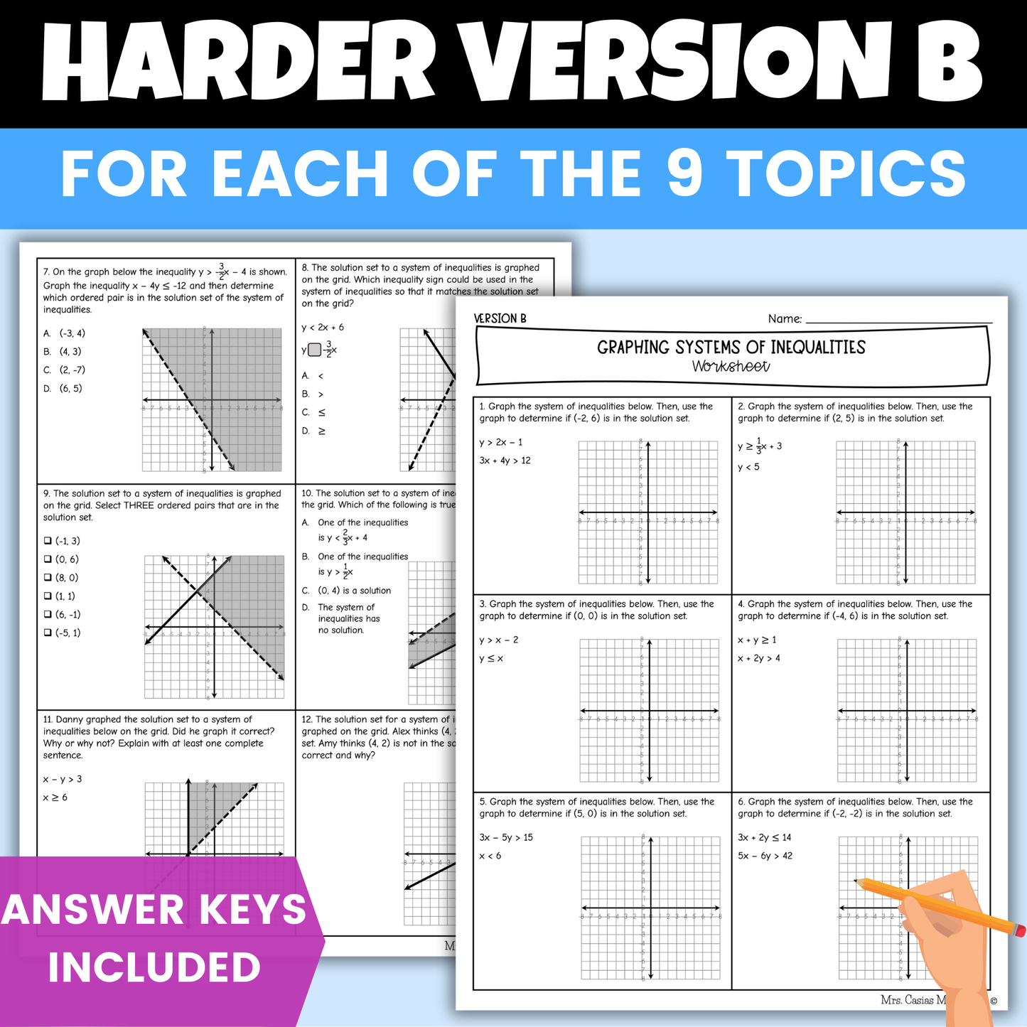 Systems of Equations and Inequalities Algebra 1 Differentiated Worksheets BUNDLE