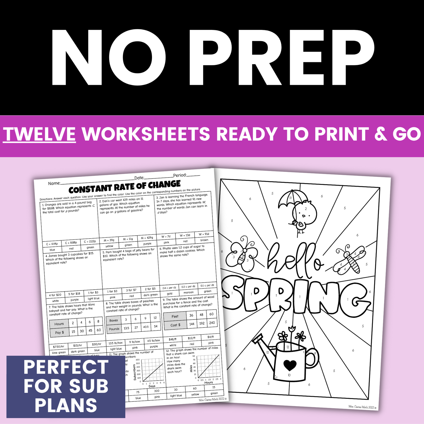 7th Grade Math Seasonal Coloring Activity Worksheets Bundle