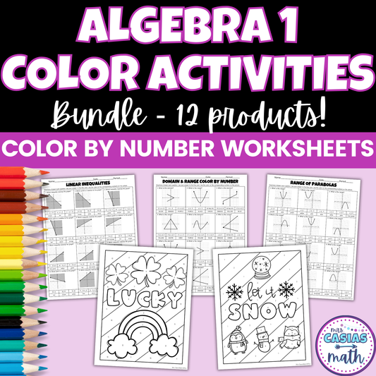 Algebra 1 Seasonal Coloring Activity Worksheets Bundle