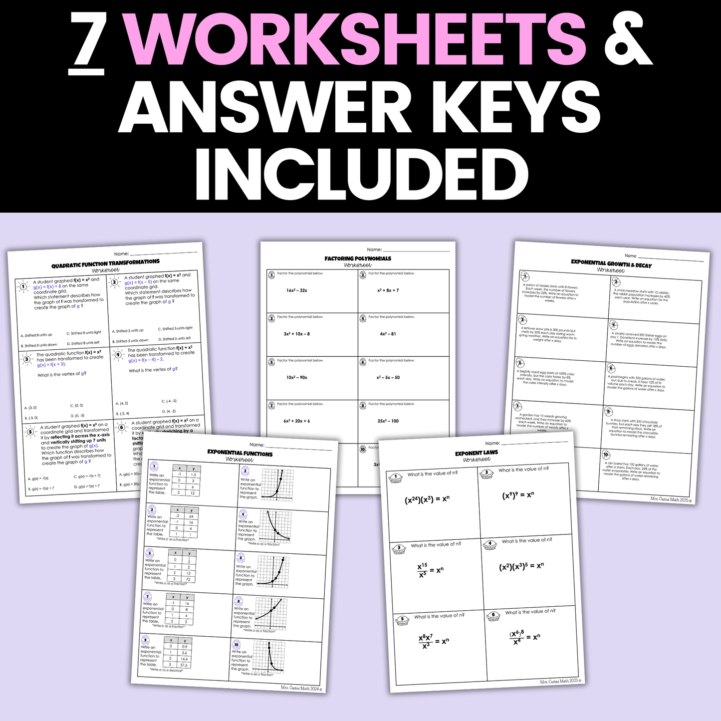 Algebra 1 Spring Activities Bundle Digital and Worksheets