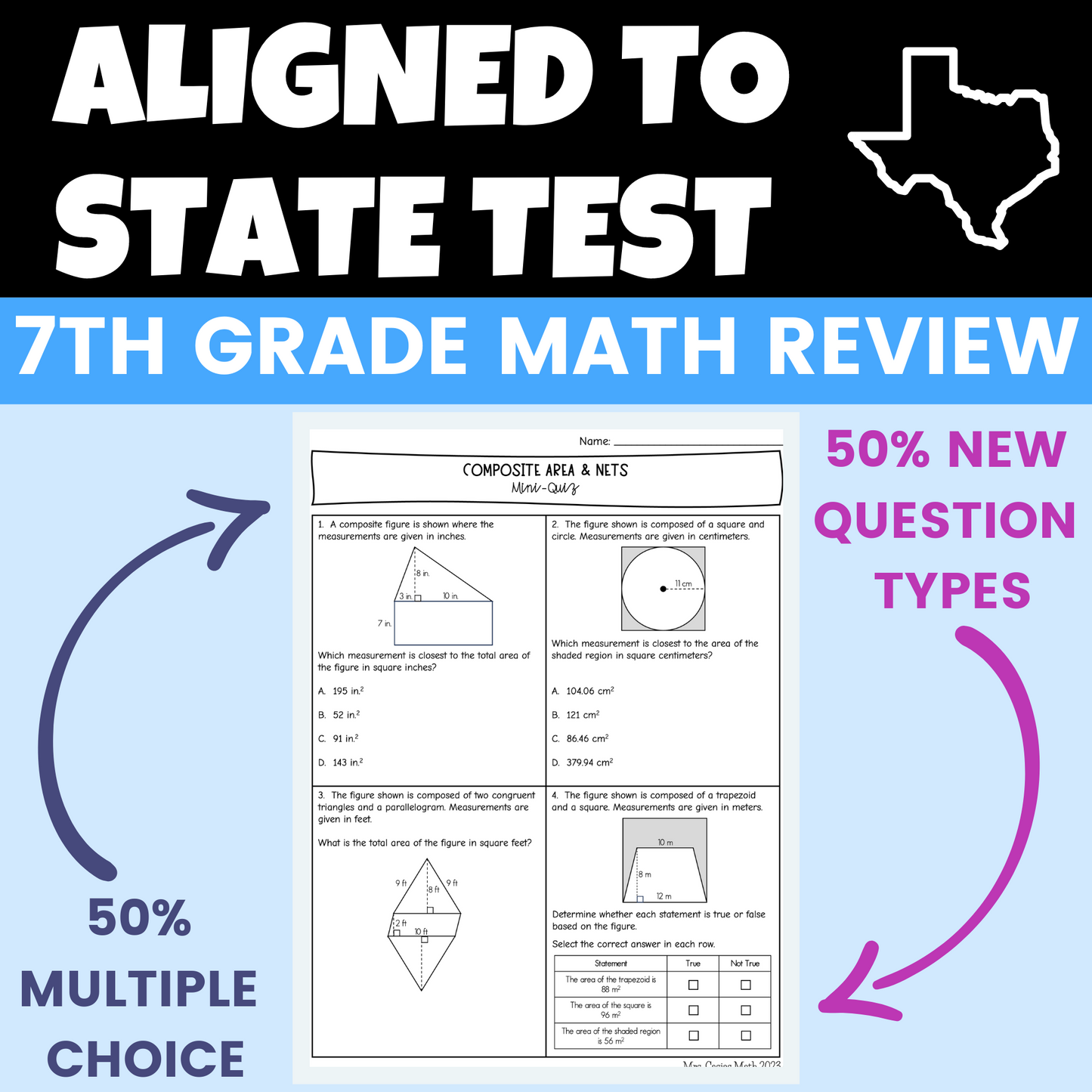 Mini Quizzes | 7th Grade Math State Test Prep | STAAR New Question Types