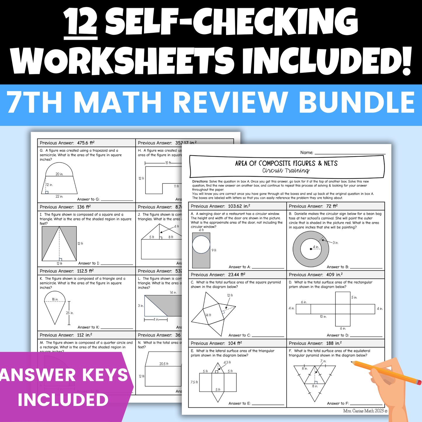 7th Grade Math STAAR Review BUNDLE - Review Sheets, Mini Quizzes, Worksheets