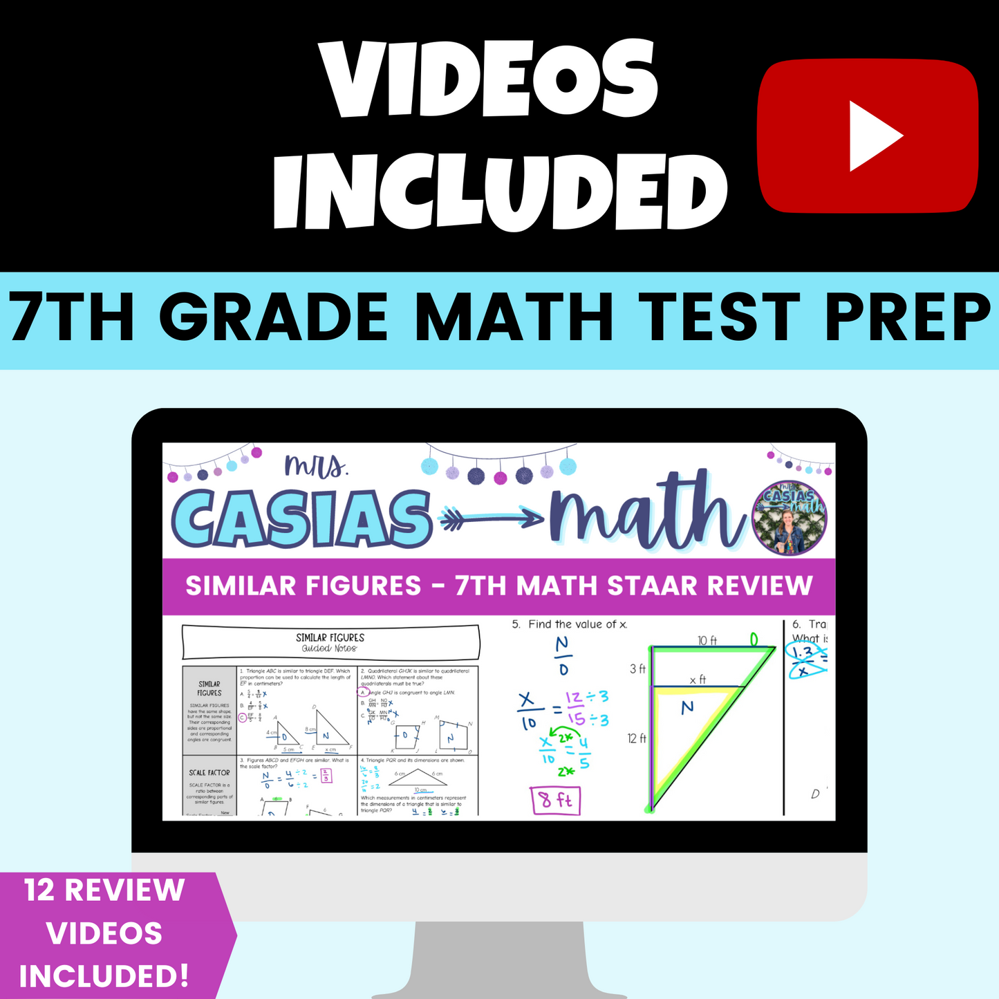 7th Grade Math STAAR Test Review Sheets