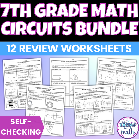 7th Grade Math Review Worksheets Self Checking Circuit Activities