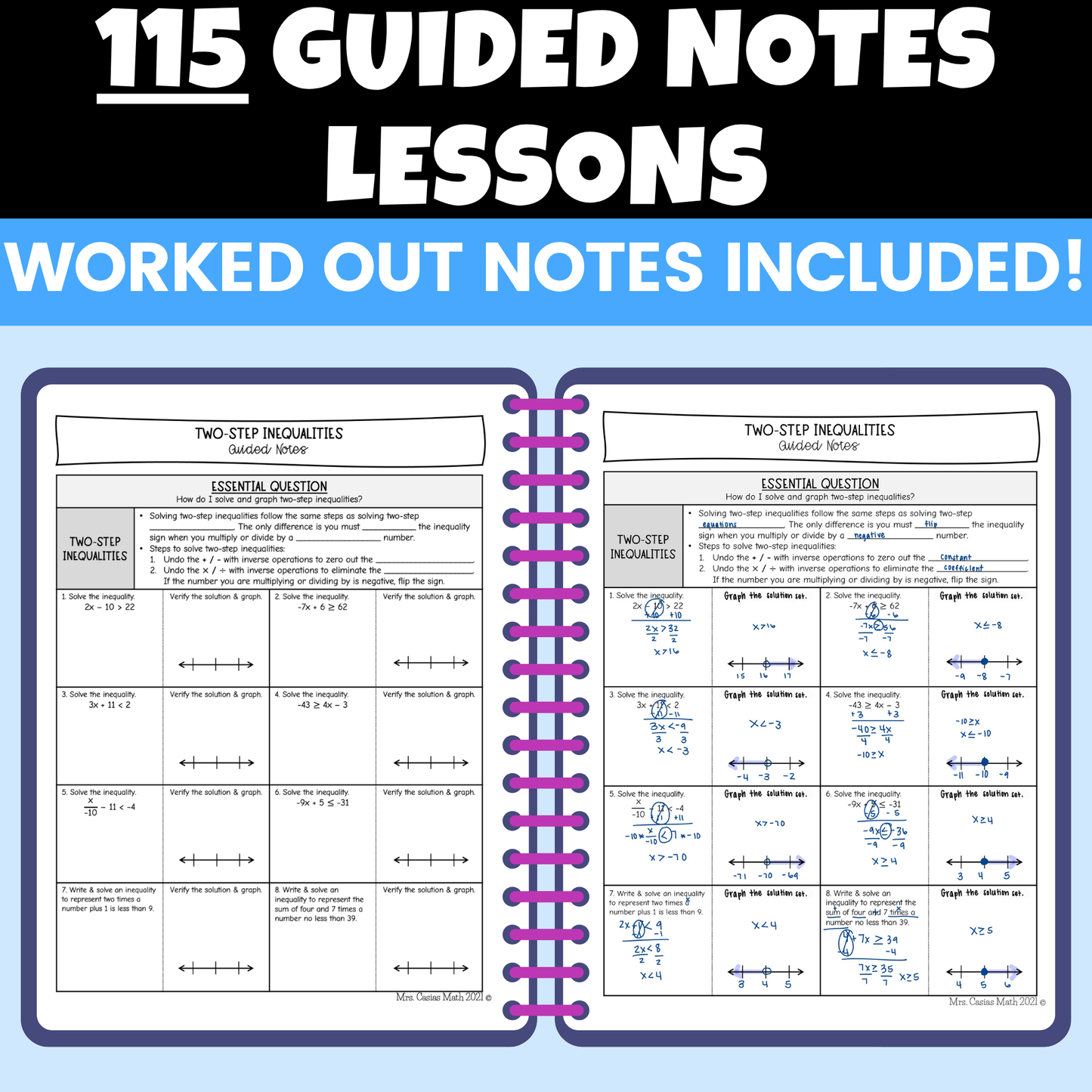 7th Grade Math Guided Notes and Differentiated Worksheets Mega Bundle Entire Year
