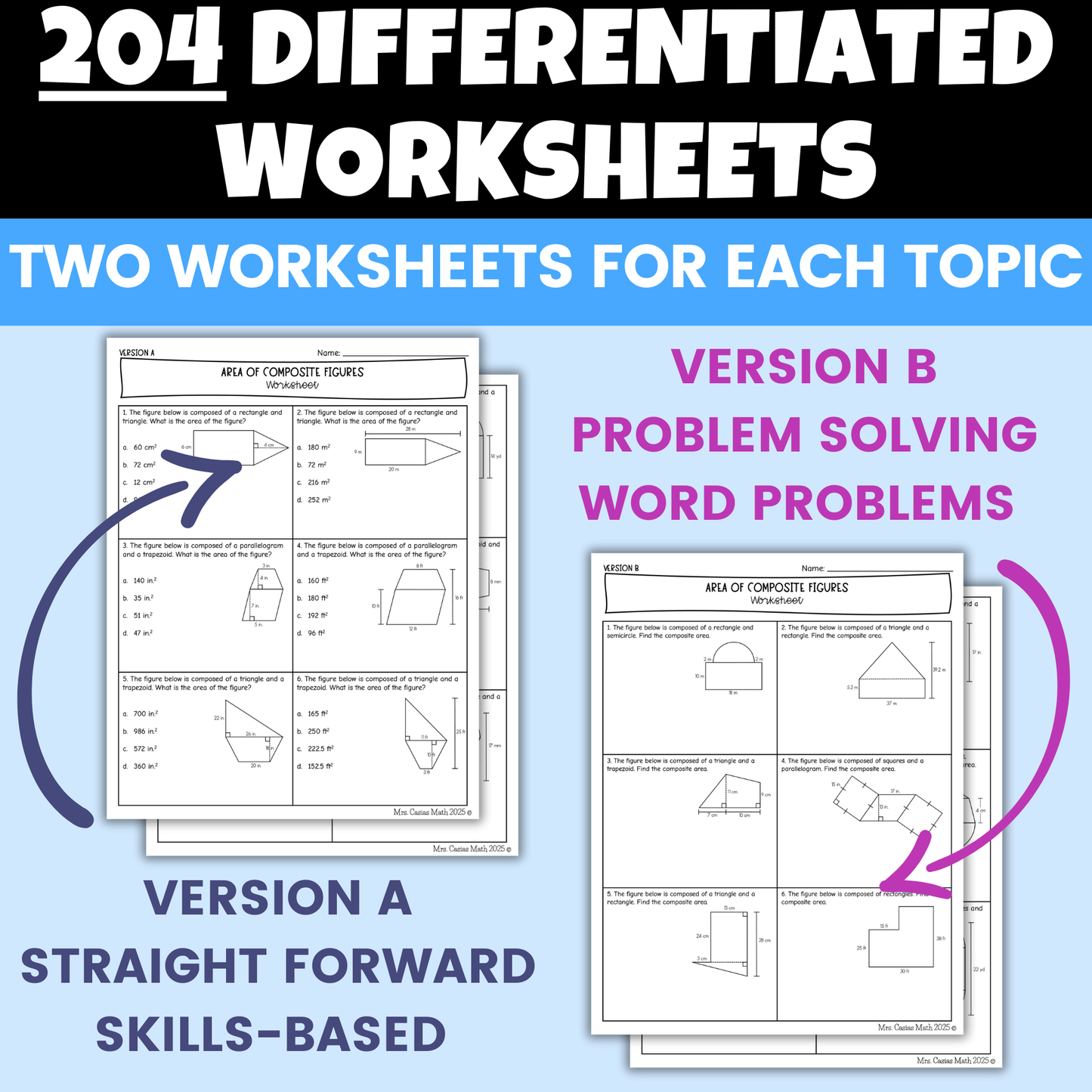 7th Grade Math Differentiated Worksheets Mega Bundle Entire Year