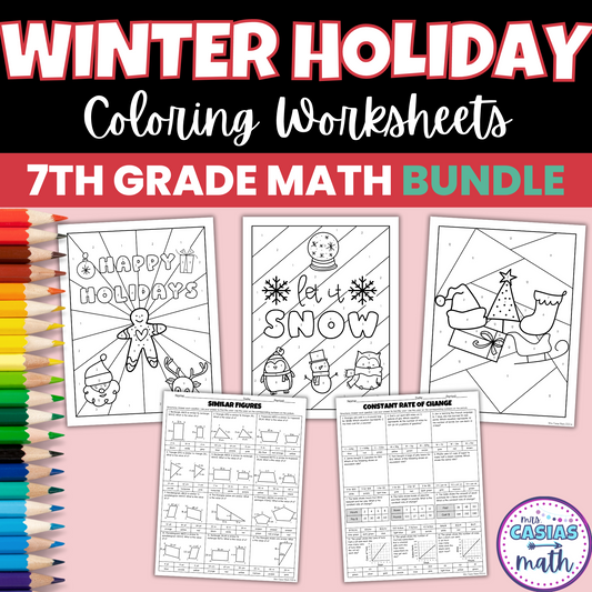 Winter Christmas Math Activities Coloring Worksheets 7th Grade Math