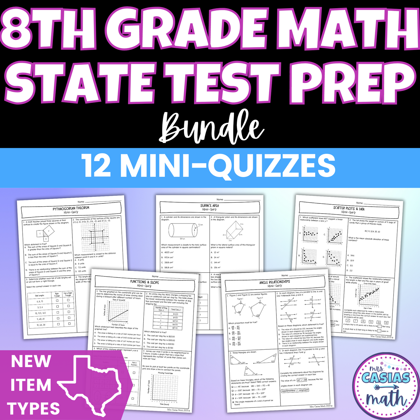 Mini Quizzes | 8th Grade Math State Test Prep | STAAR New Question Types