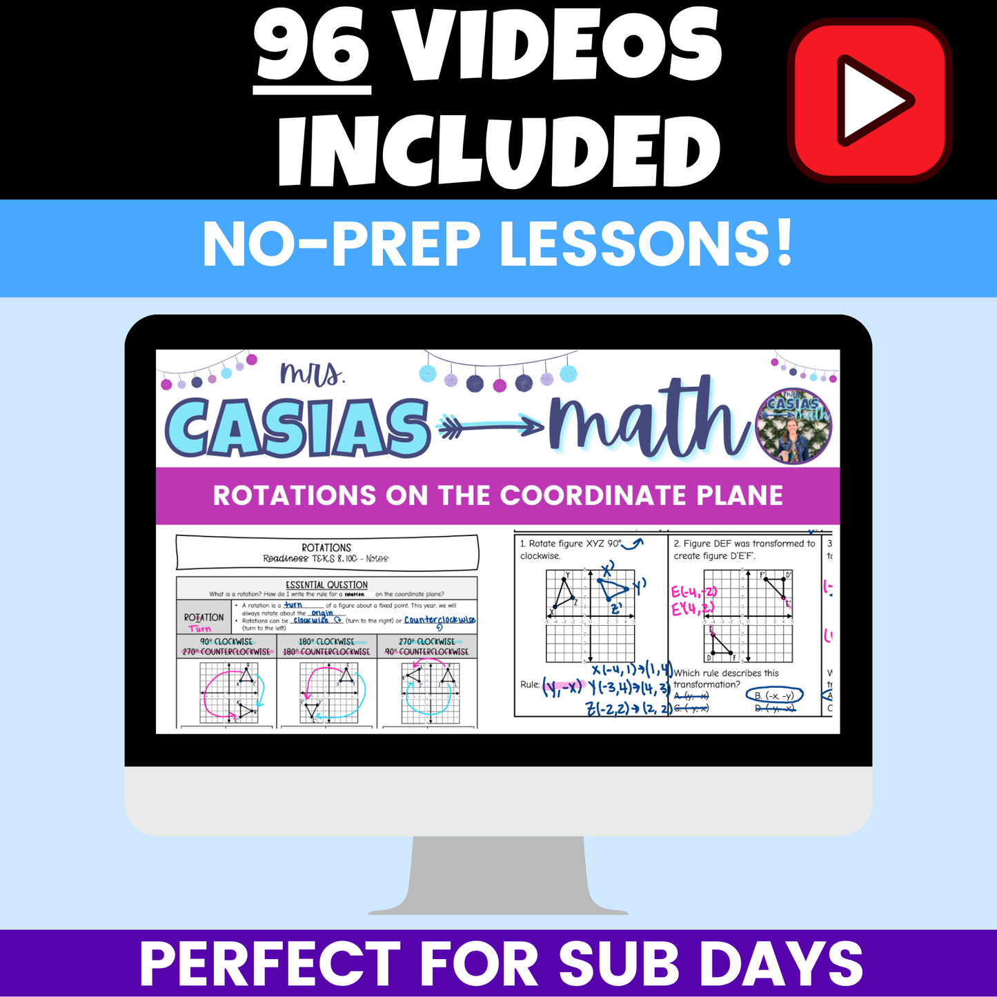 8th Grade Math Notes and Worksheets BUNDLE Entire Year