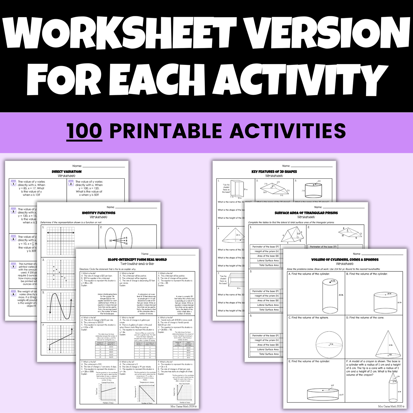 8th Grade Math Digital Activities BUNDLE Entire Year