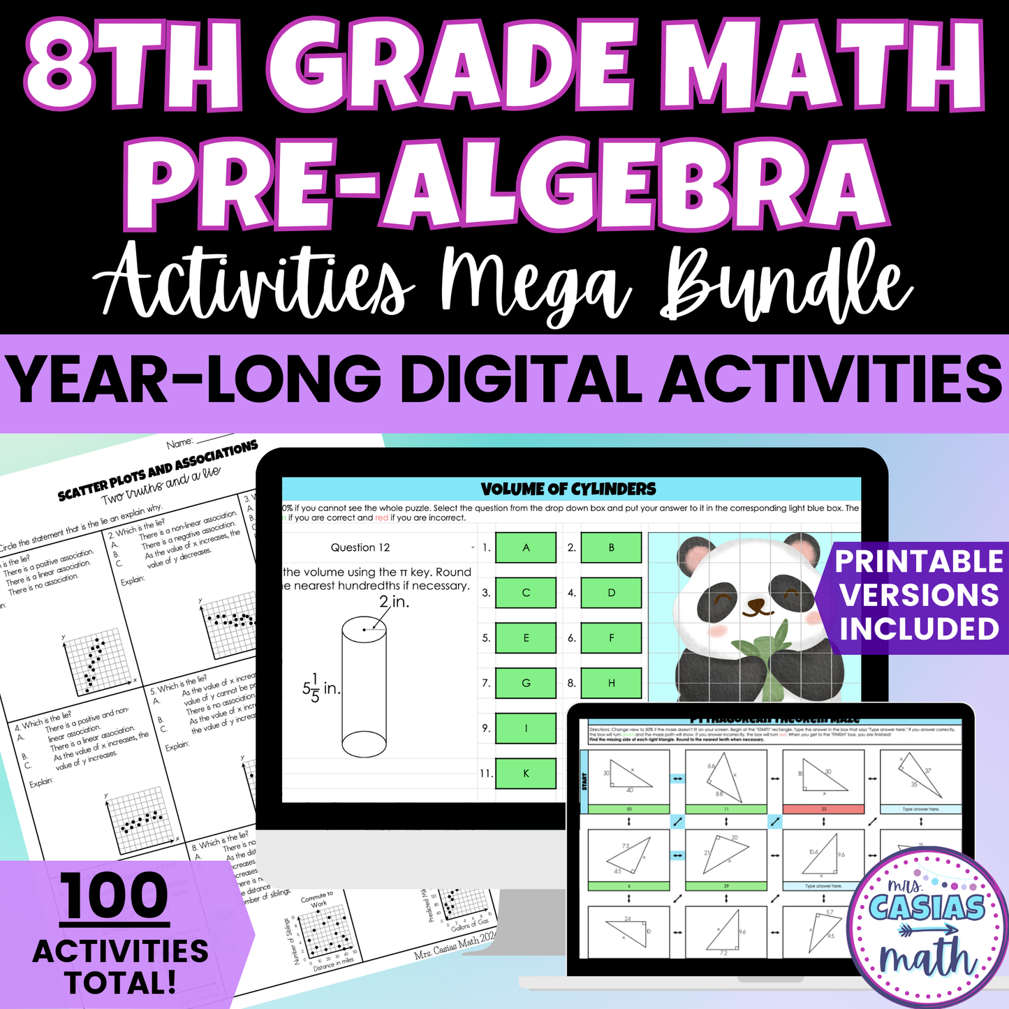 8th Grade Math Digital Activities BUNDLE Entire Year