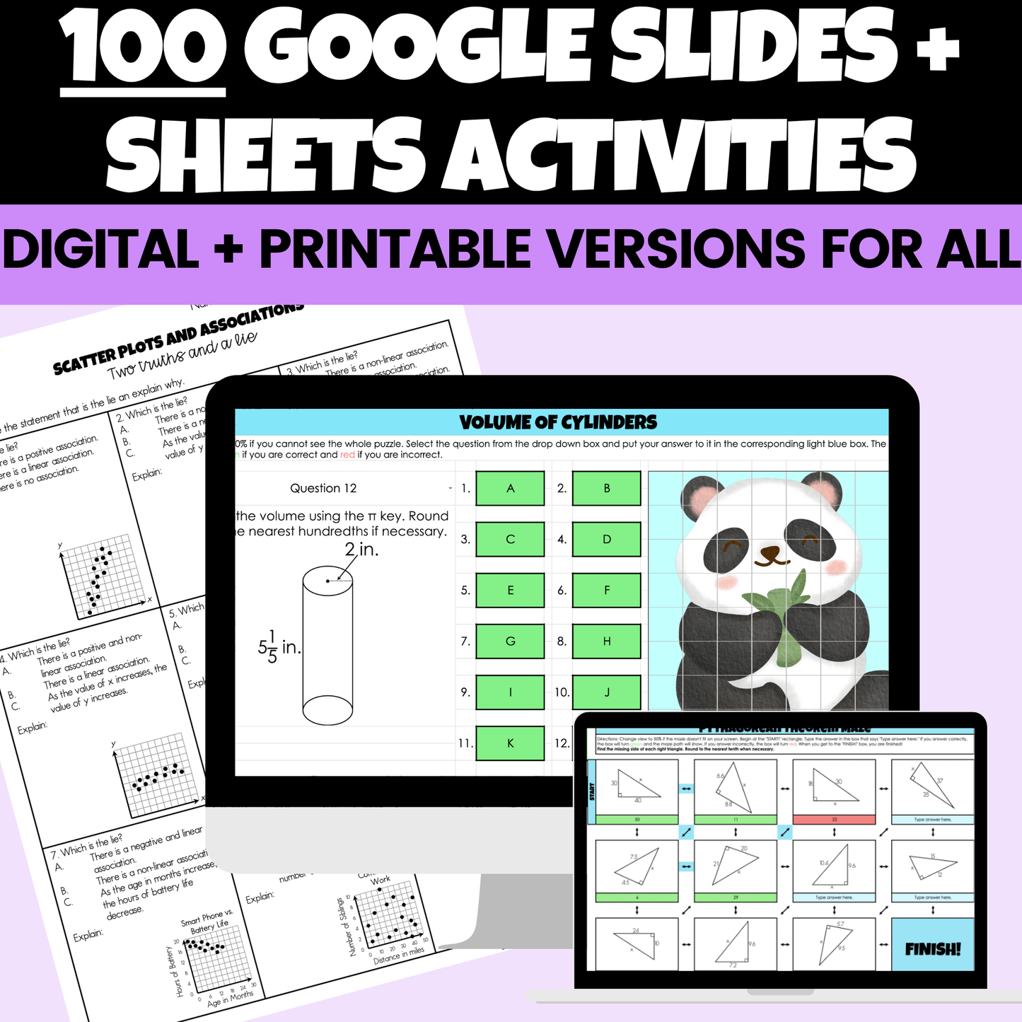8th Grade Math Notes, Worksheets and Activities BUNDLE Entire Year