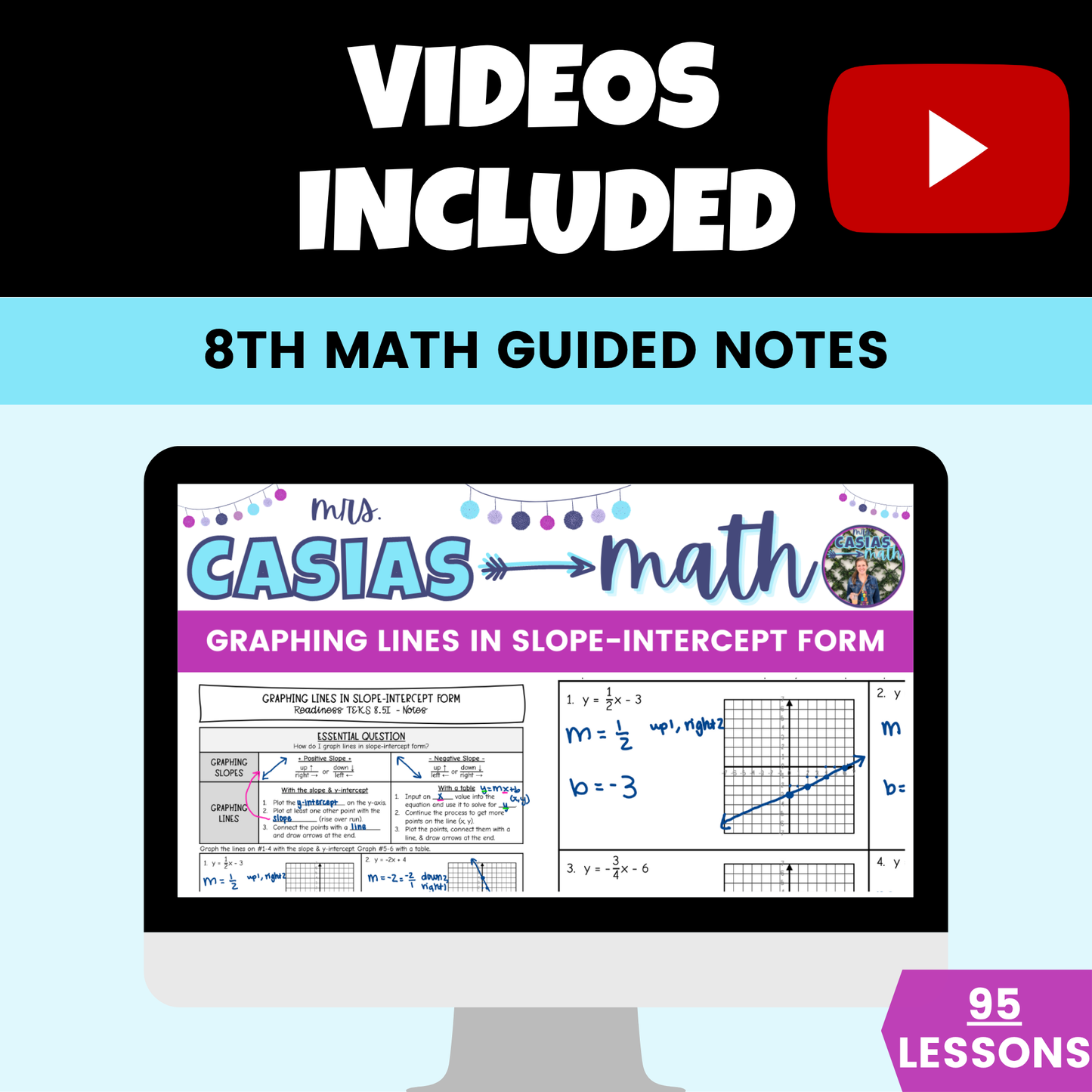 8th Grade Math Guided Notes Lessons BUNDLE Entire Year
