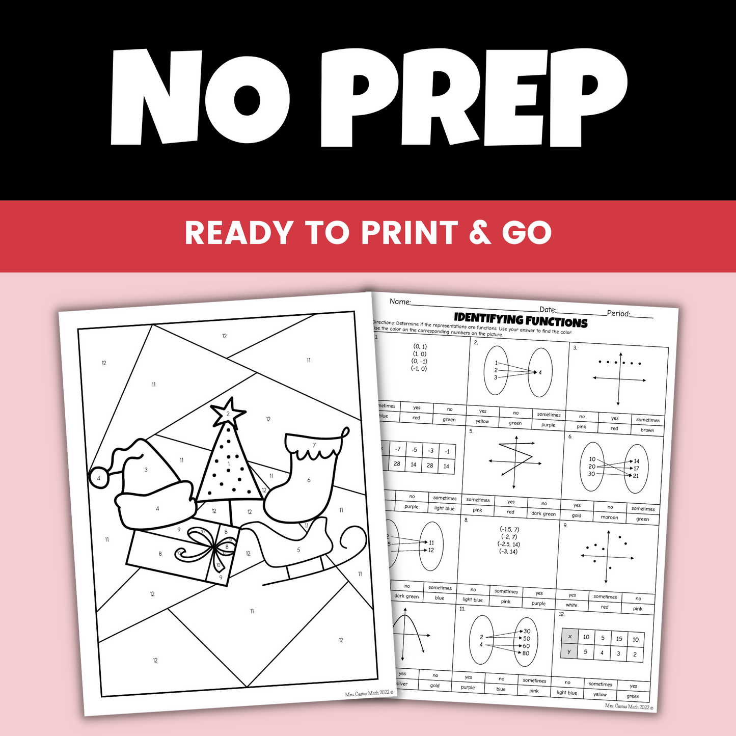 Winter Christmas Math Activities Coloring Worksheets 8th Grade Math