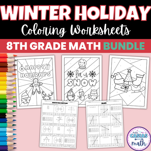 Winter Christmas Math Activities Coloring Worksheets 8th Grade Math