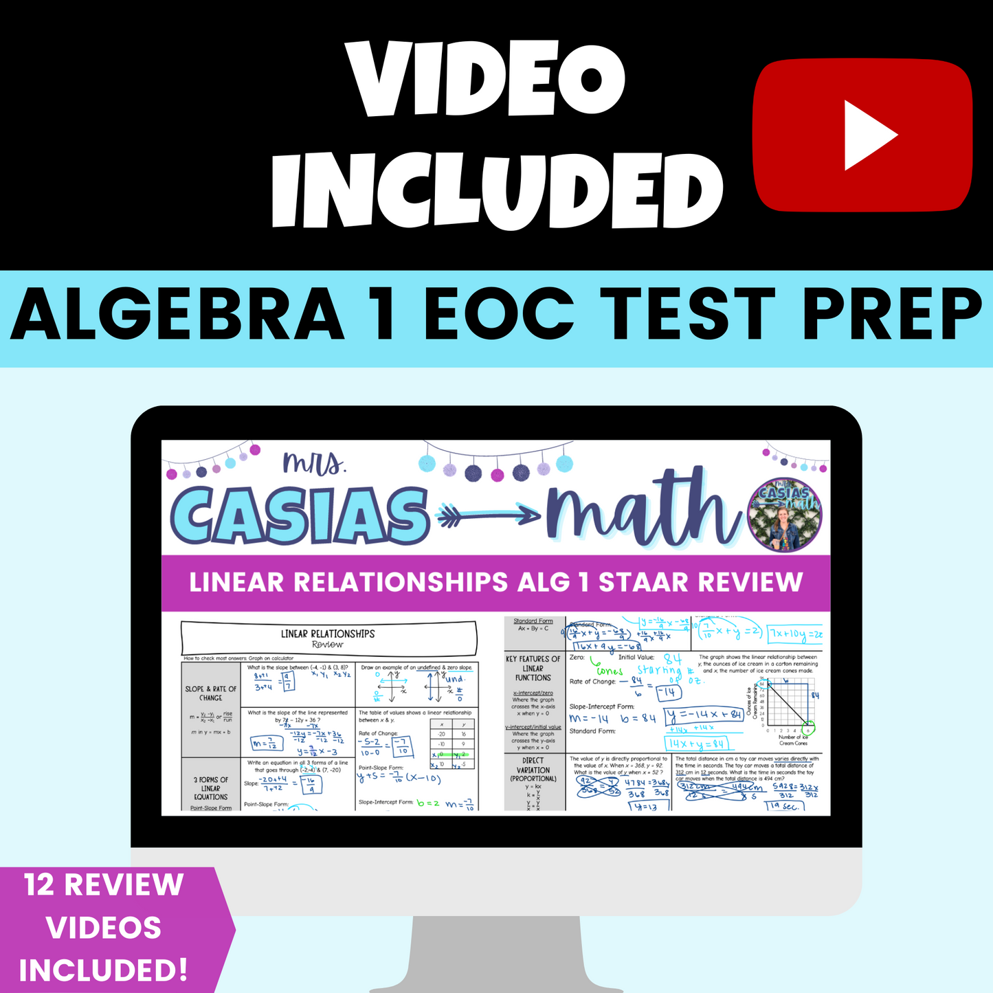 Algebra 1 EOC Test Review Sheets