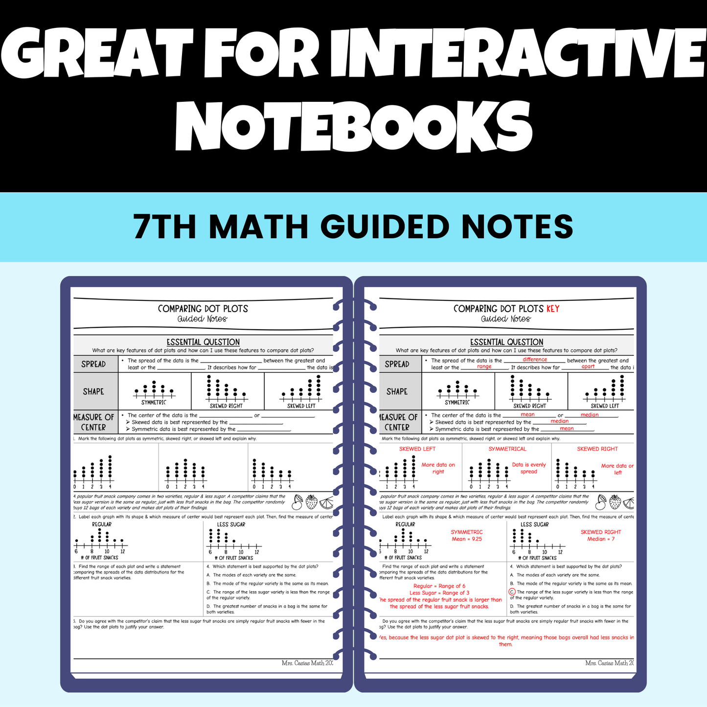 Data and Statistics Guided Notes Lessons 7th Grade Math