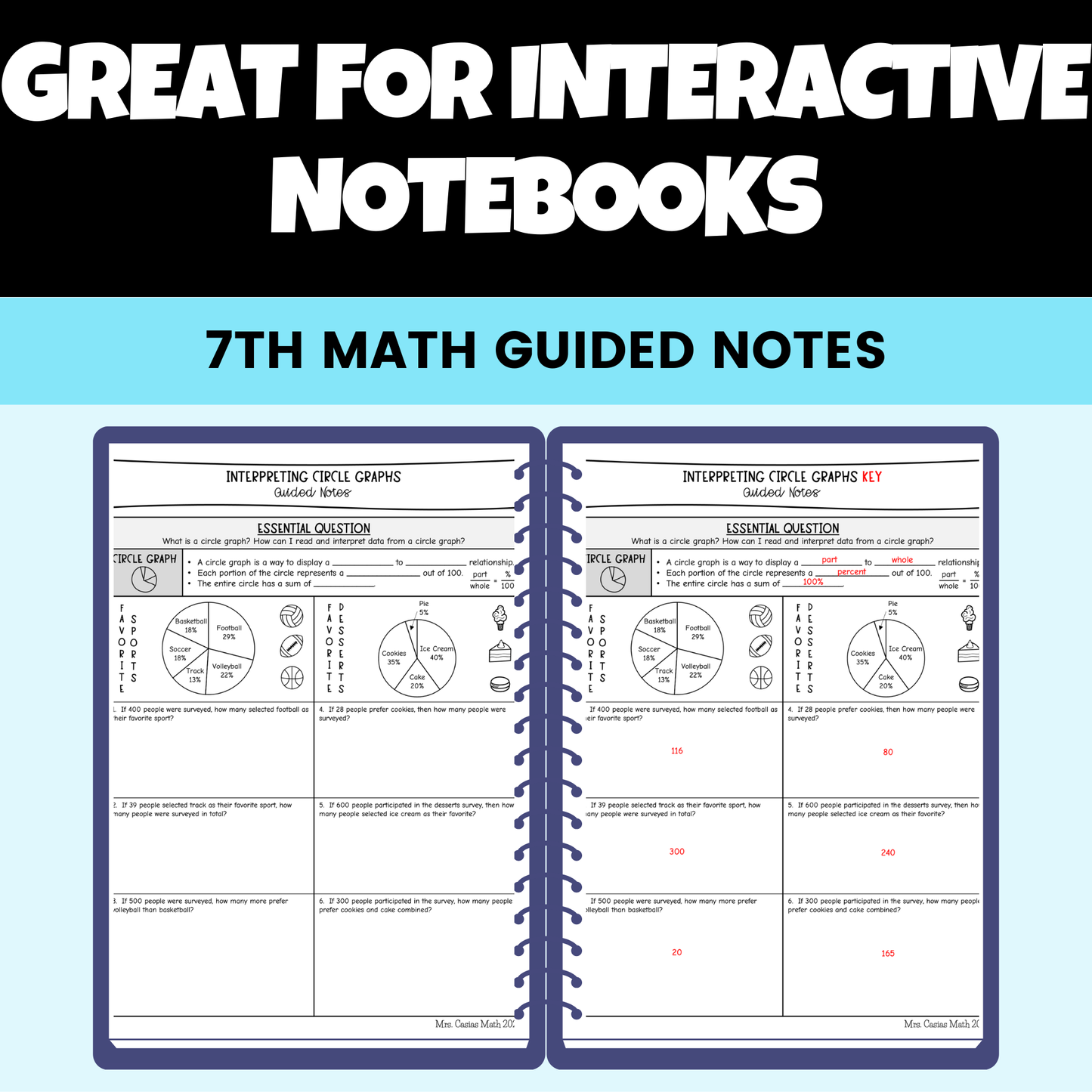 Data and Statistics Guided Notes Lessons 7th Grade Math