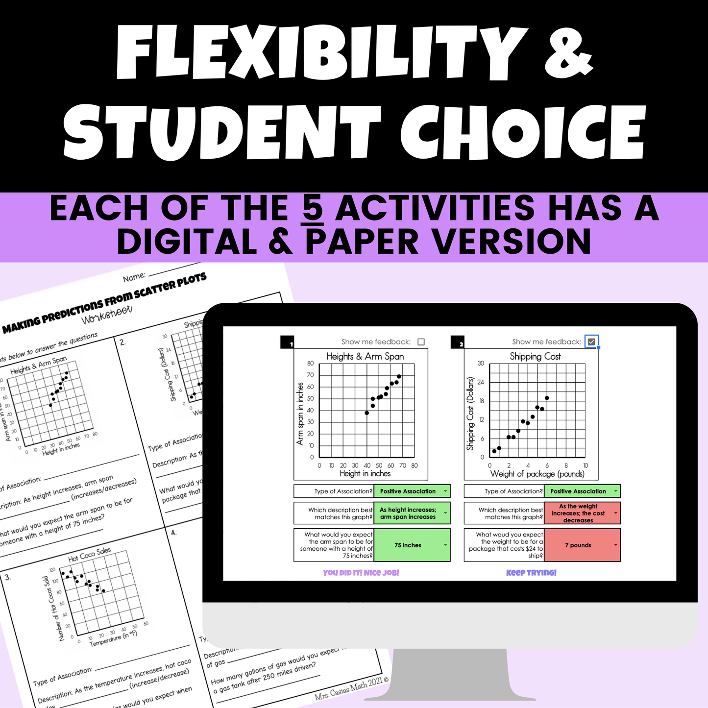 Data and Statistics Digital Activities and Worksheets 8th Grade Math