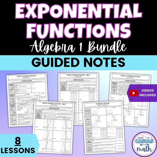 Exponential Functions Guided Notes Lessons Algebra 1