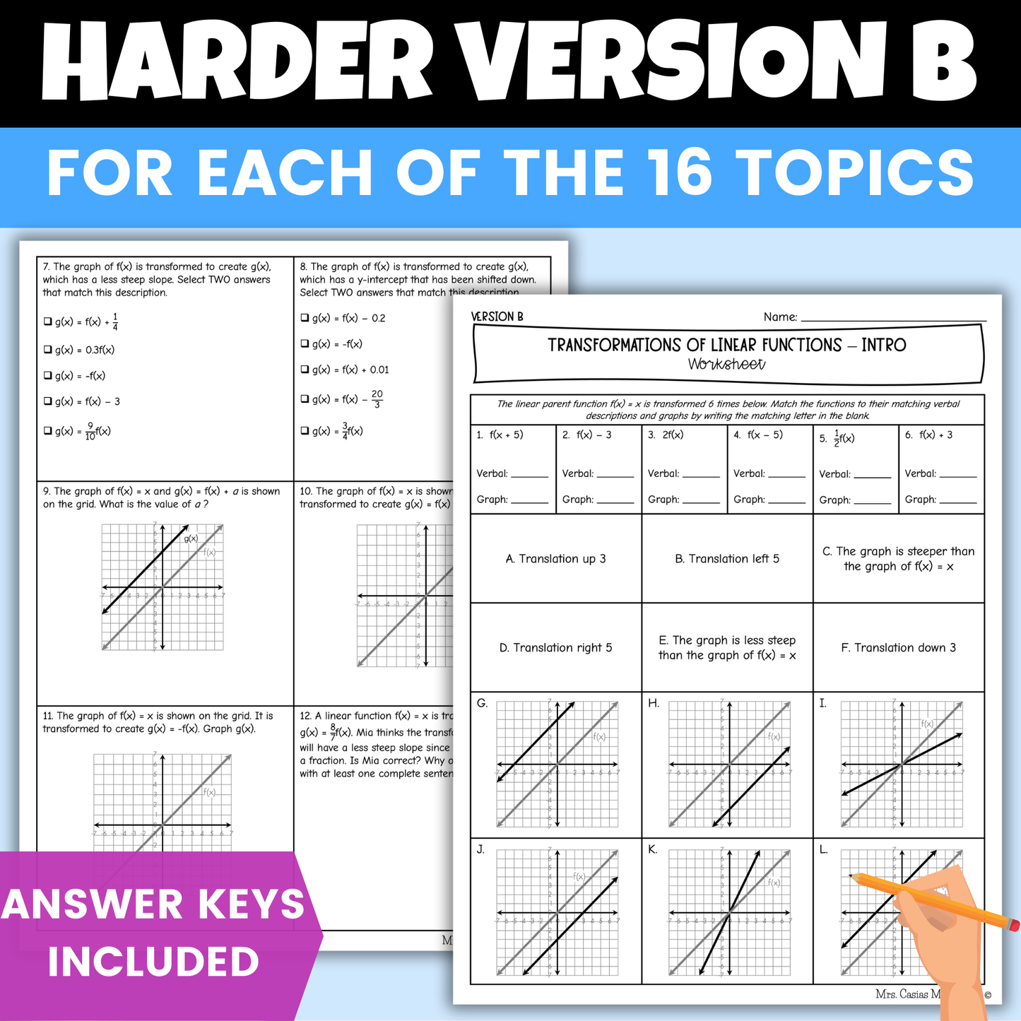 Linear Equations and Inequalities Algebra 1 Differentiated Worksheets BUNDLE