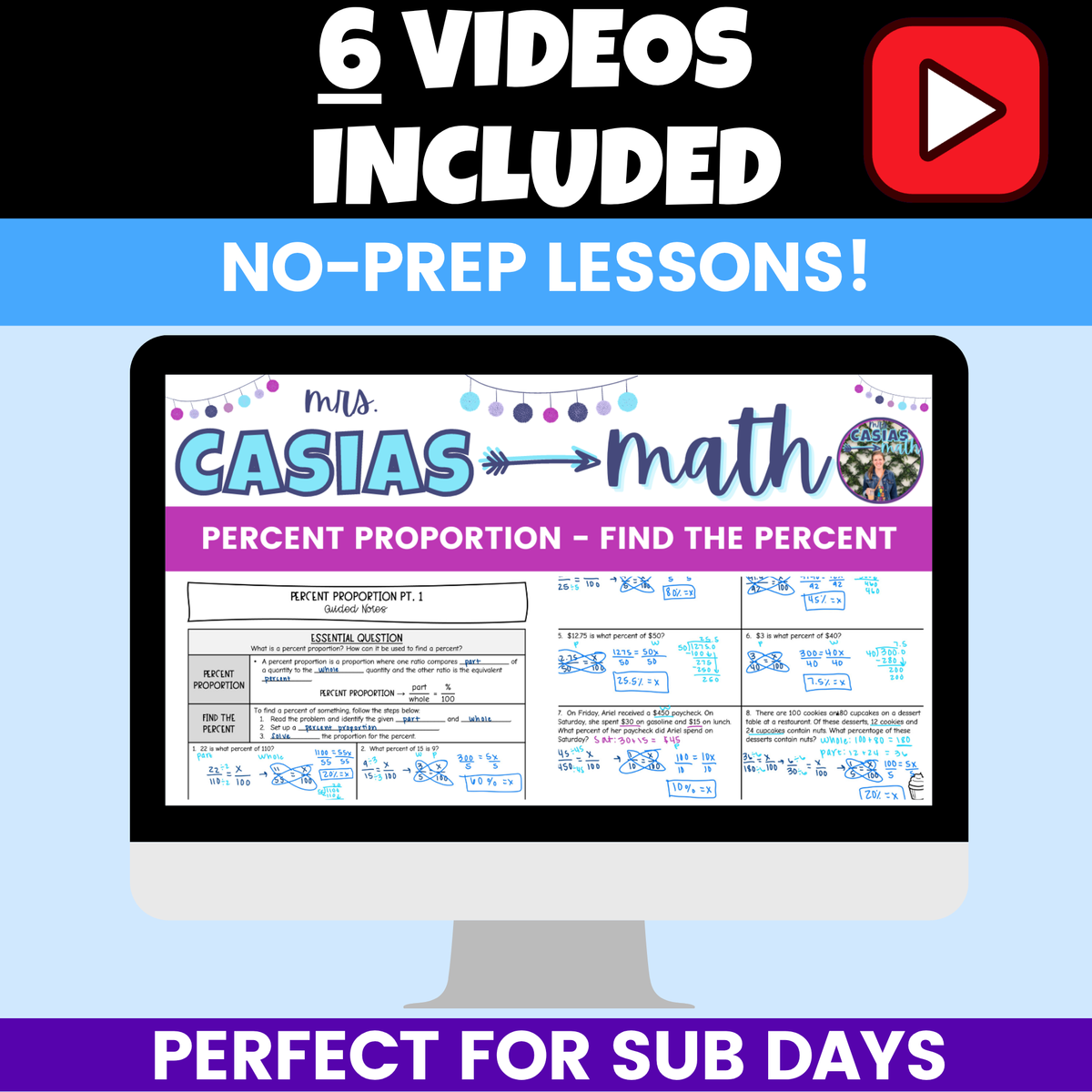 Percent Proportion & Percent of Change Notes & Worksheets BUNDLE 7th Grade Math