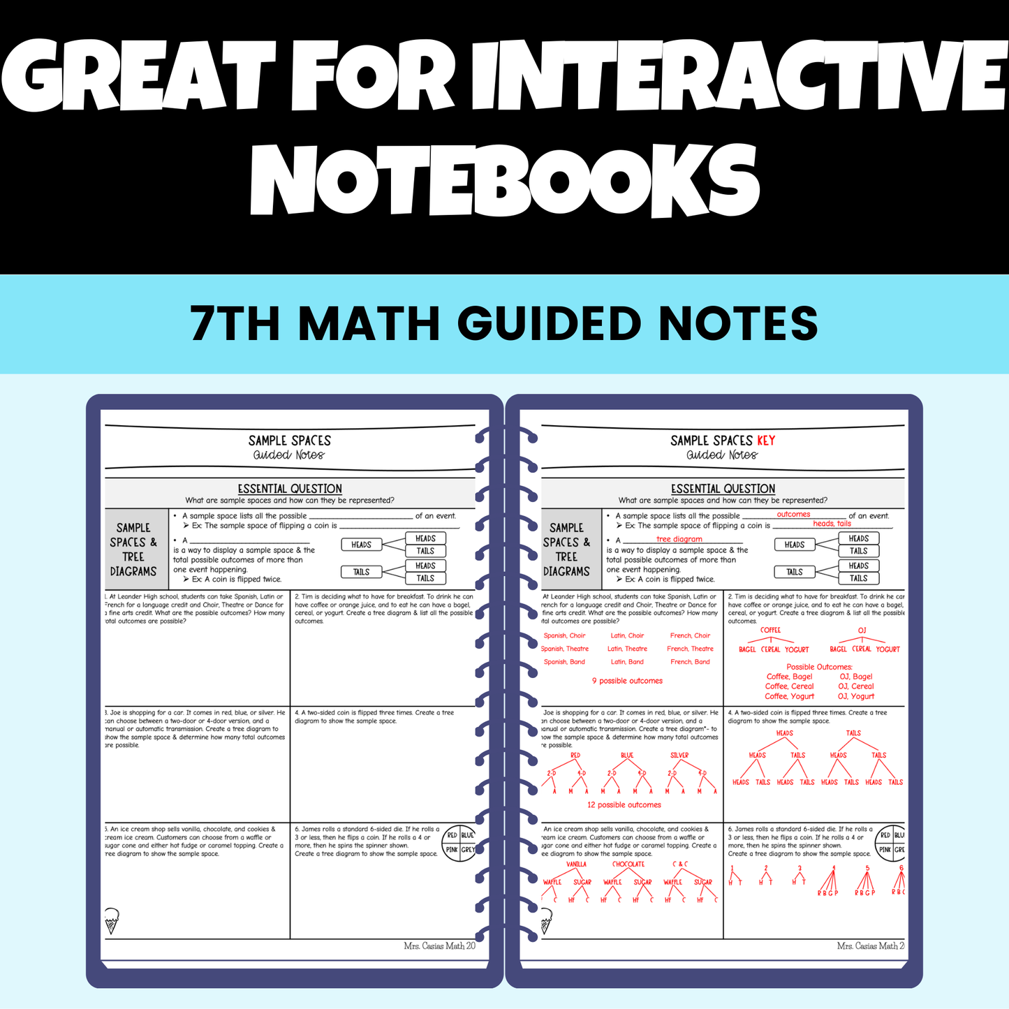 Probability Guided Notes Lessons 7th Grade Math