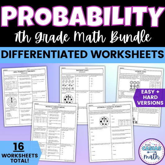 Probability Differentiated Worksheets BUNDLE 7th Grade Math