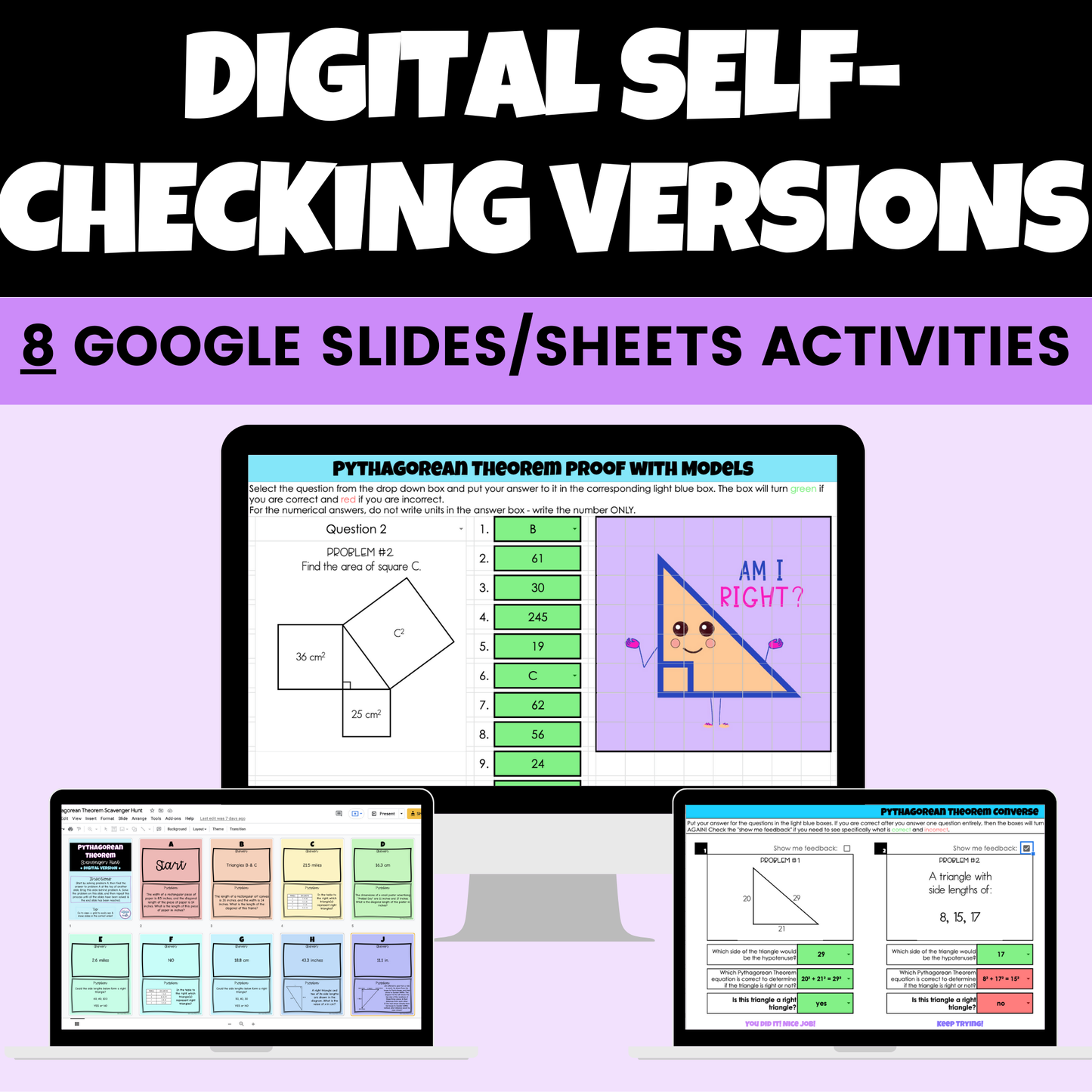 Pythagorean Theorem Digital Activities and Worksheets 8th Grade Math