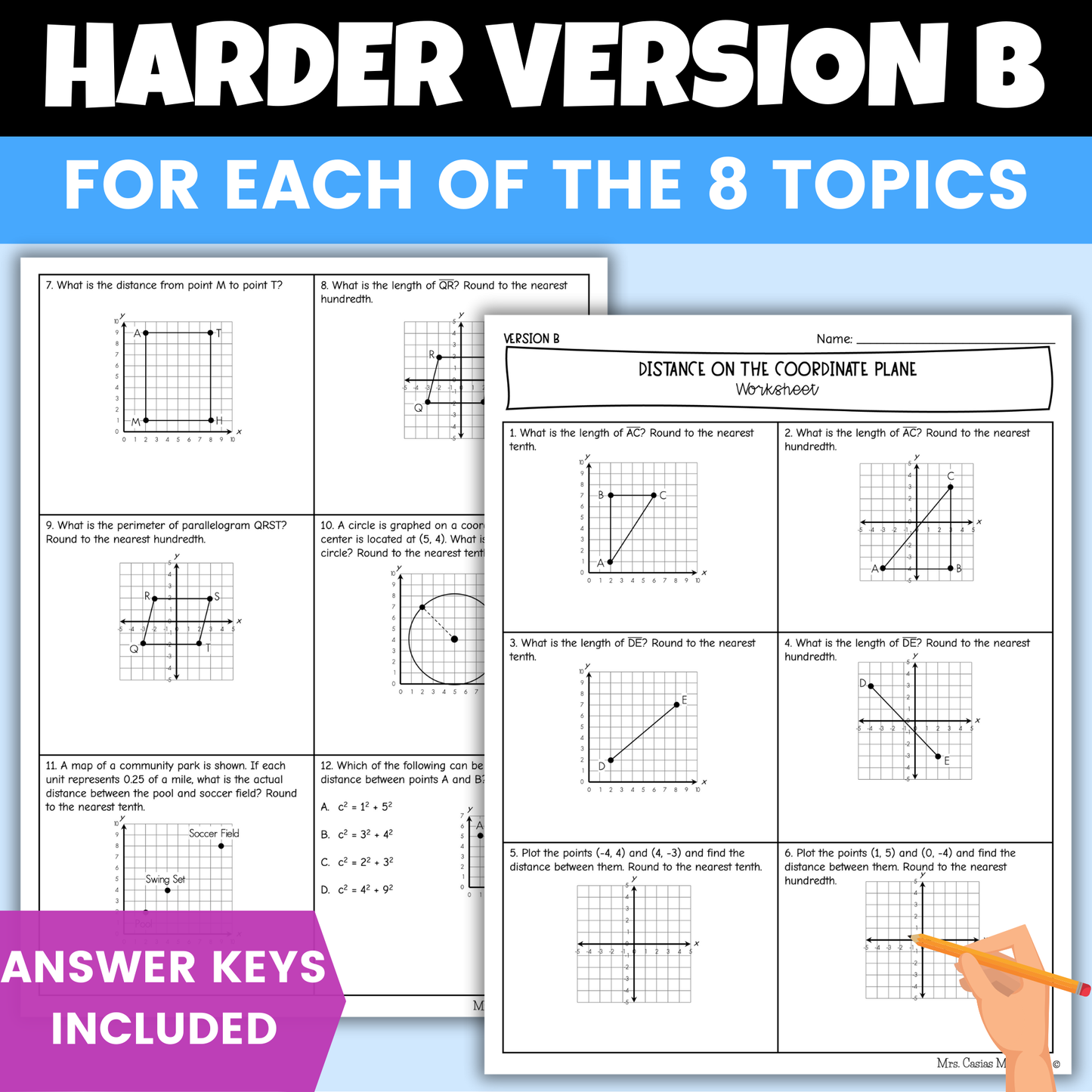 Pythagorean Theorem Differentiated Worksheets 8th Grade Math