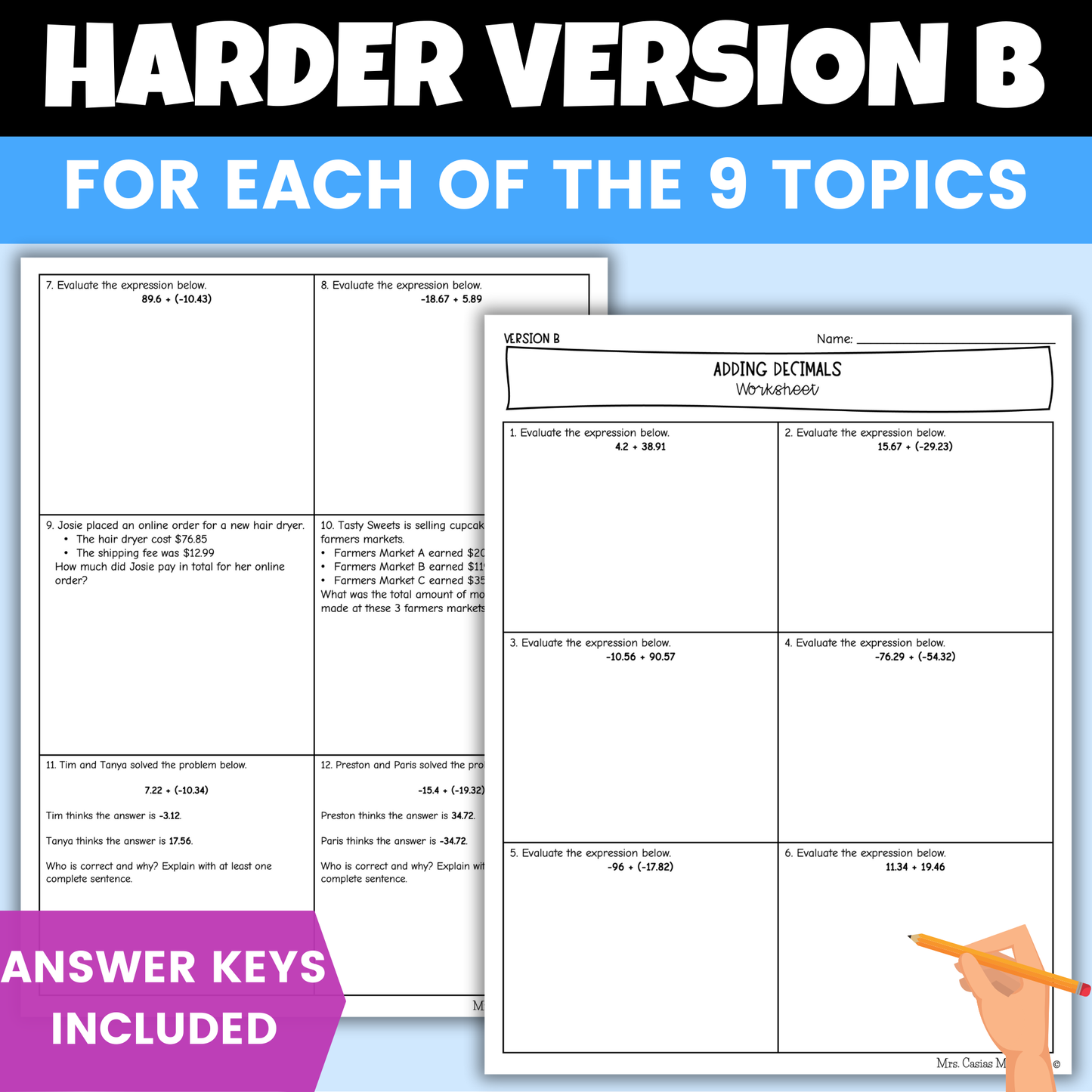 Operations with Rational Numbers Differentiated Worksheets BUNDLE 7th Grade Math