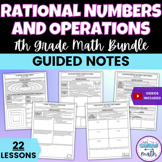Rational Numbers and Operations Guided Notes Lessons 7th Grade Math