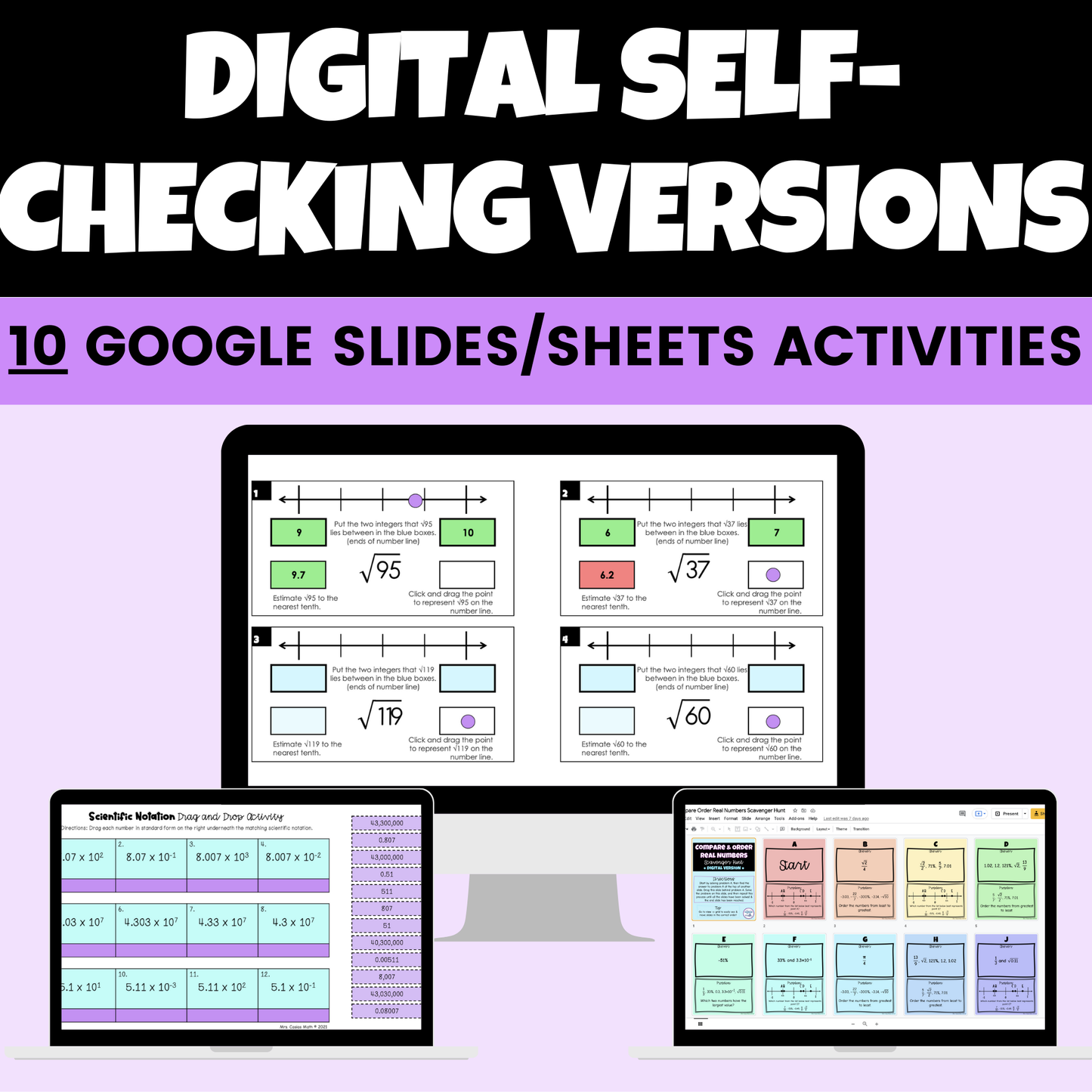 Real Numbers Digital Activities and Worksheets 8th Grade Math