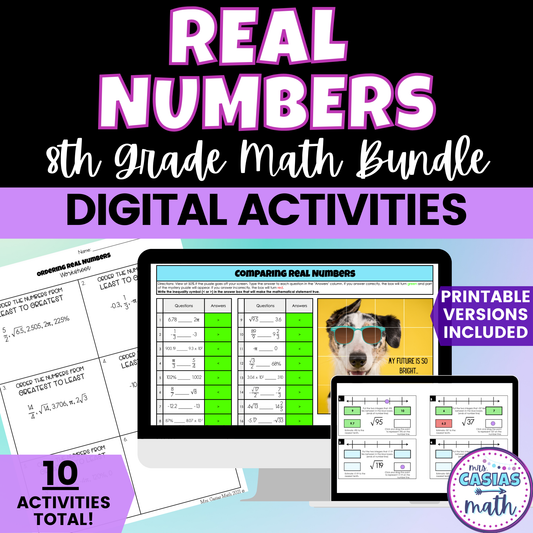 Real Numbers Digital Activities and Worksheets 8th Grade Math