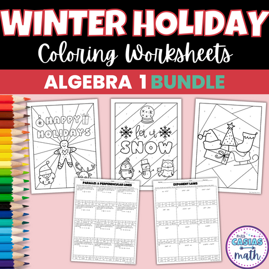 Winter Christmas Math Activities Coloring Worksheets Algebra 1