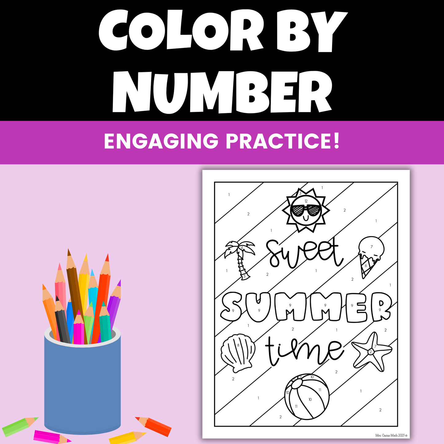 Percent Applications Tax, Tip, Discount & Commissions Summer Coloring Worksheet