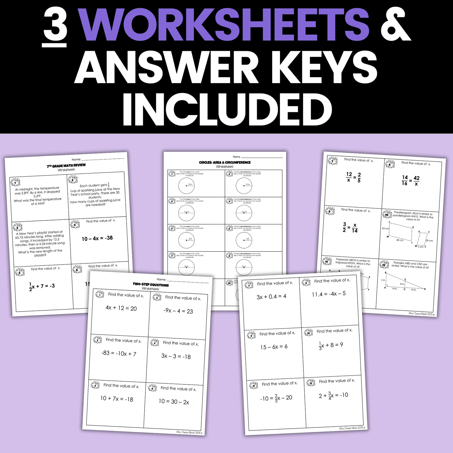 7th Grade Math New Years Activities Google Sheets Digital and Worksheets BUNDLE