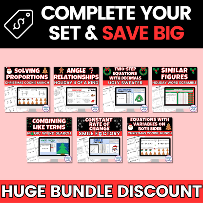 7th Grade Math Christmas Holiday Activities Digital and Worksheets BUNDLE