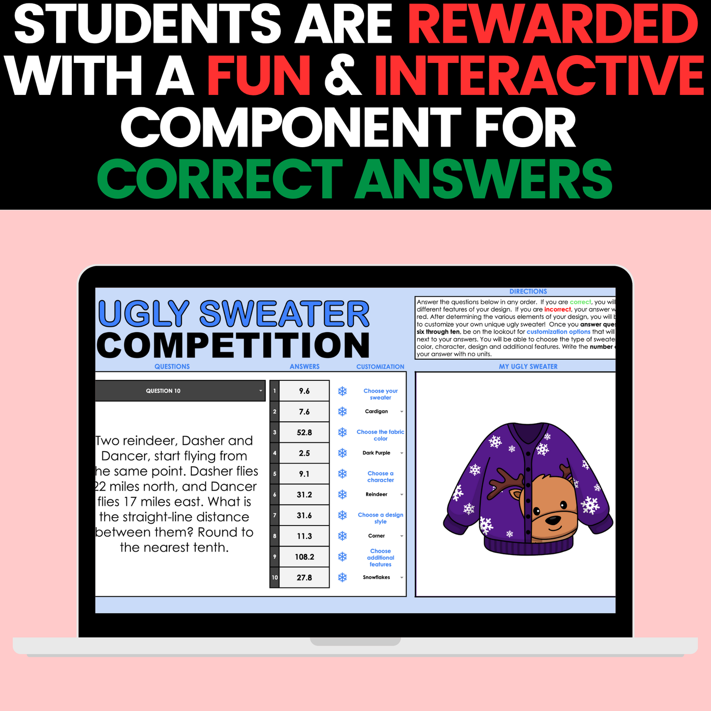 8th Grade Math Christmas Holiday Activities Digital and Worksheets BUNDLE