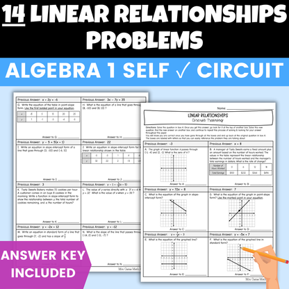 Linear Relationships Worksheet Self Checking Circuit Activity