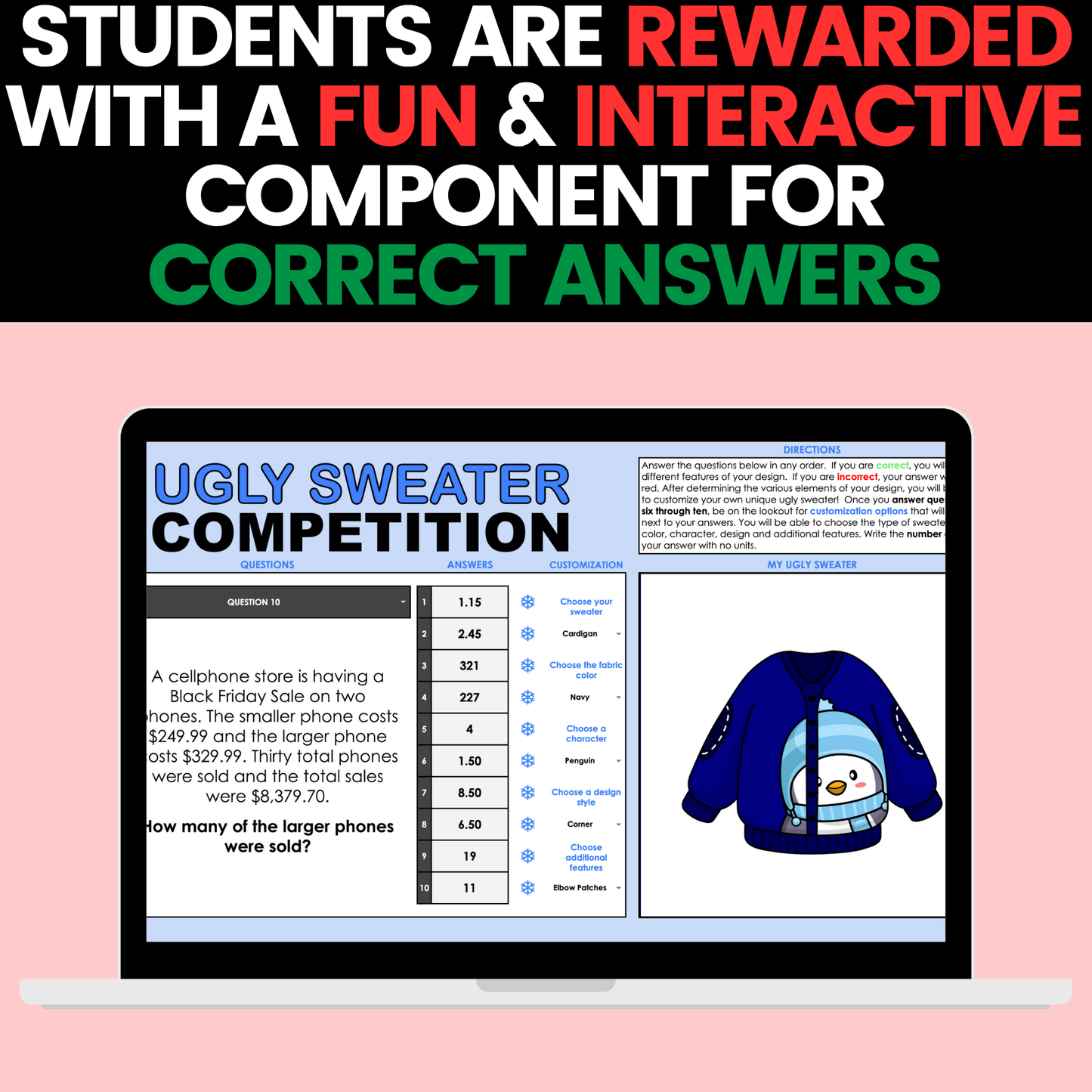 Algebra 1 Christmas Holiday Activities Digital and Worksheets BUNDLE