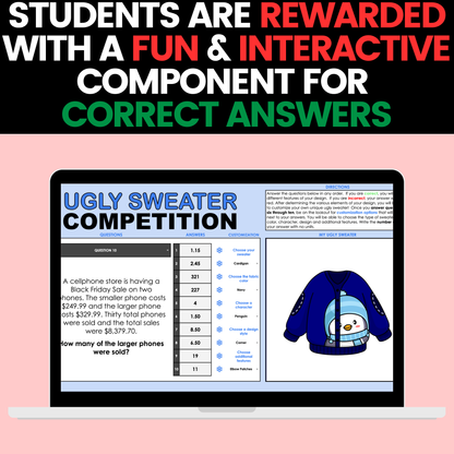 Algebra 1 Christmas Holiday Activities Digital and Worksheets BUNDLE