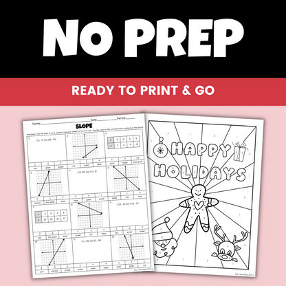 Holiday Math Activity 8th Grade Slope Christmas Coloring Worksheet